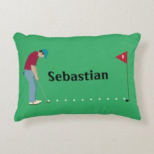 Green Golfer Putting Decorative Cushion