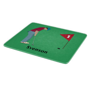 Green Golfer Putting Golf Ball Cutting Board
