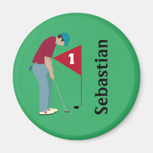Green Golfer Putting Magnet