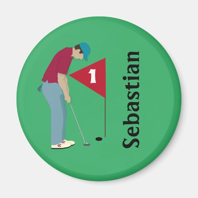 Green Golfer Putting Magnet (Front)