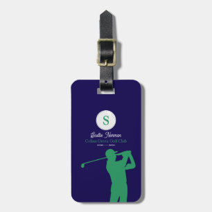 Green Golfer with Golf Club Elegant Luggage Tag