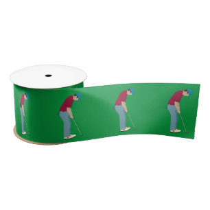 Green Golfing Theme Satin Ribbon