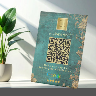 Green Google Reviews Business Link QR Code   Pedestal Sign