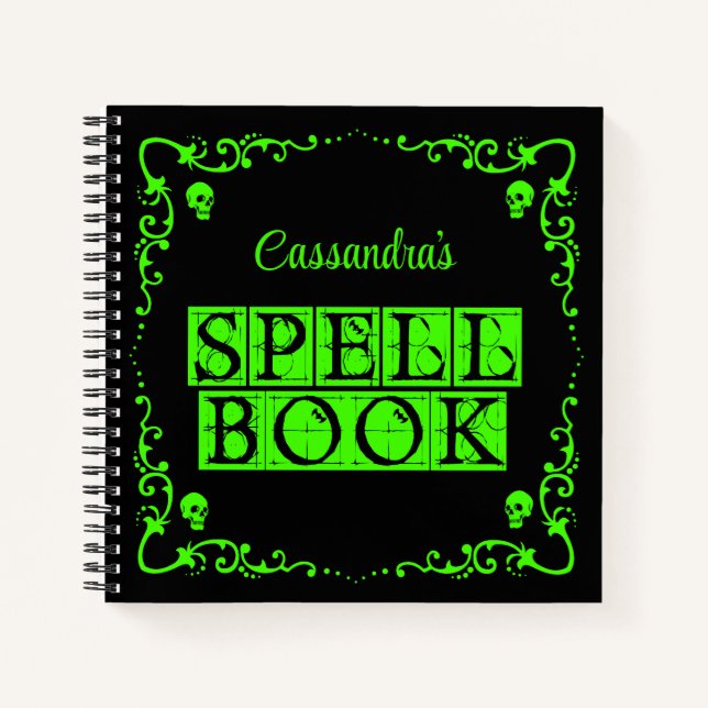 Green Goth Spell Book Personalised (Front)
