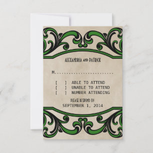 Green Gothic Swirls Response Card