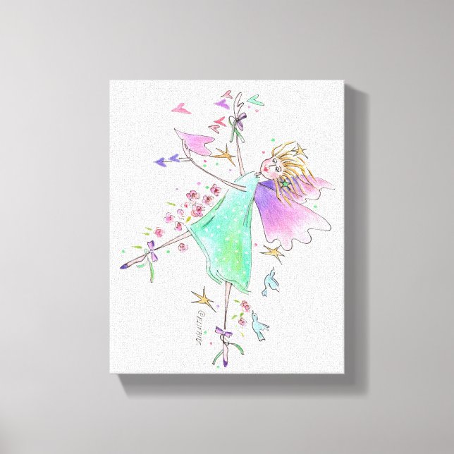 Green Gowned Angel Bringing Love and Peace Canvas Print (Front)