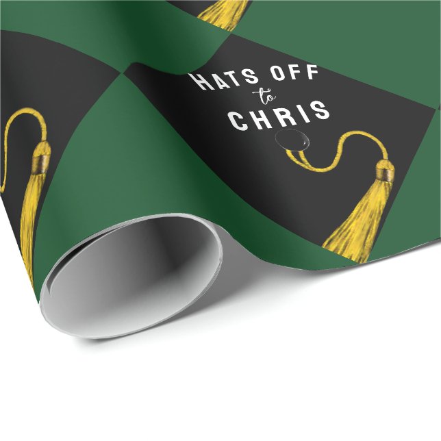 Green Grad Gift Wrapping Paper (Roll Corner)