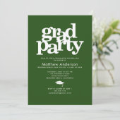 Green grad party modern bold typography simple invitation (Standing Front)
