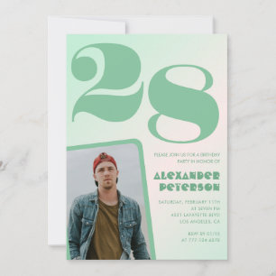 Green gradient 28th birthday invitations Boy Photo