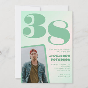 Green gradient 38th birthday invitations Boy Photo