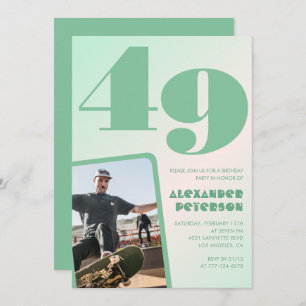 Green gradient 49th birthday invitations Boy Photo