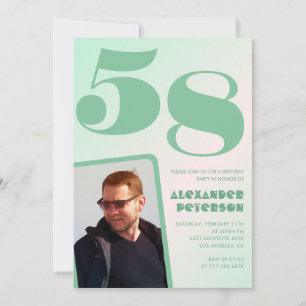 Green gradient 58th birthday invitations Boy Photo