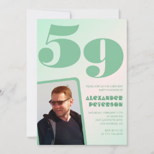 Green gradient 59th birthday invitations Boy Photo
