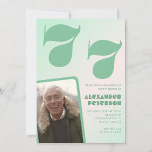 Green gradient 77th birthday invitations Boy Photo