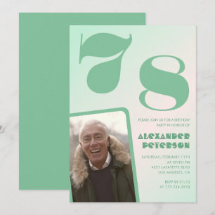 Green gradient 78th birthday invitations Men Photo