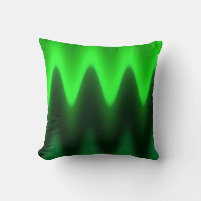 Green Gradient Chevron Throw Pillow (Front)