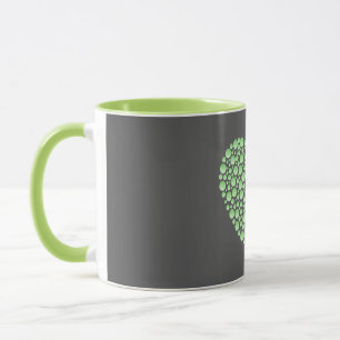 Green Gradient Heart Circles – Dark Grey Minimal Mug