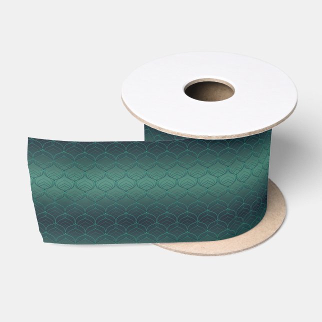 Green gradient in art deco style. satin ribbon (Spool)