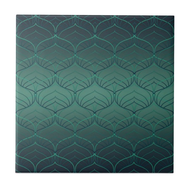 Green gradient in art deco style. tile (Front)