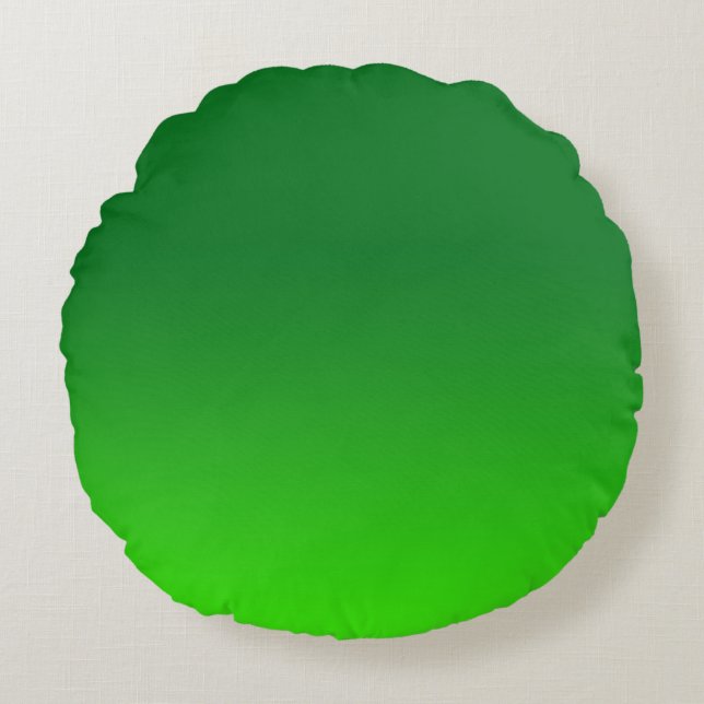 Green Gradient Ombre Vivid Modern Simple Round Cushion (Front)