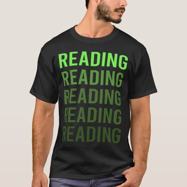 Green Gradient Reading Book Books T-Shirt (Front)