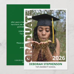Green Graduate 2026 Photo Graduation Invitation