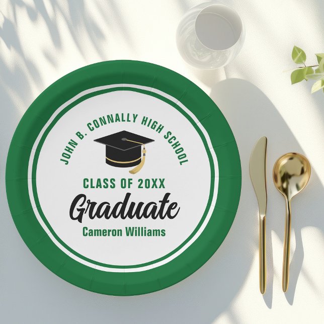 Green Graduate Customisable Graduation Party Paper Plate (Creator Uploaded)