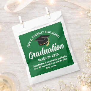 Green Graduate Modern Custom Graduation Party Favour Bags
