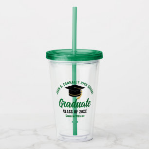 Green Graduate Personalised Graduation Party Acrylic Tumbler