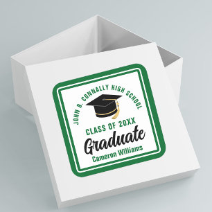 Green Graduate Personalised Graduation Party Square Sticker