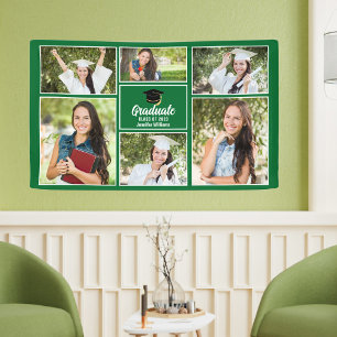 Green Graduate Photo Collage 2025 Graduation Party Banner