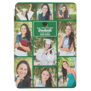 Green Graduate Photo Collage Cute 2024 Graduation iPad Air Cover