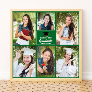 Green Graduate Photo Collage Graduation Square Poster
