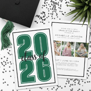 Green Graduate Photo Graduation Invitation