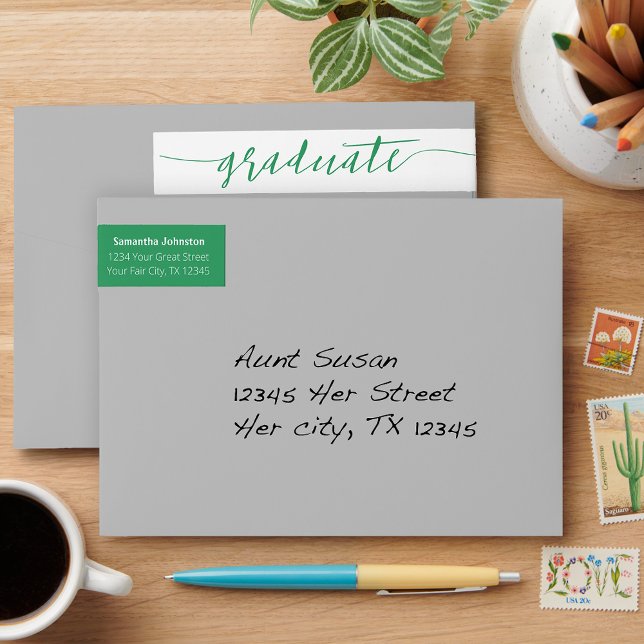 Green Graduate Script Modern Wrap Around Label (Creator Uploaded)