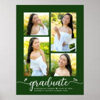 Green Graduation 4 Photo Script Heart Modern Girly