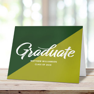 Green Graduation Bold Retro Script Cap Icon Simple Thank You Card