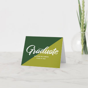 Green Graduation Bold Retro Script Cap Icon Simple Thank You Card