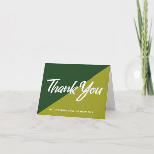 Green Graduation Bold Script Cap Icon Retro Simple Thank You Card