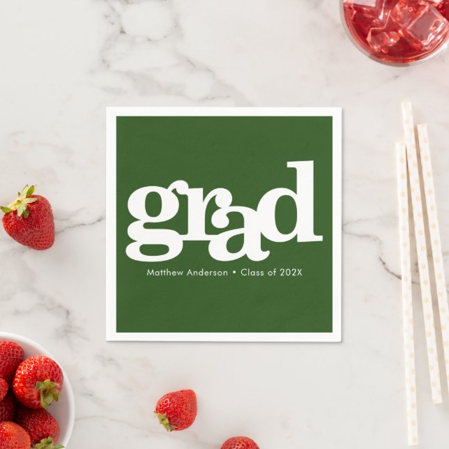 Green graduation bold typography simple modern napkin (Insitu)