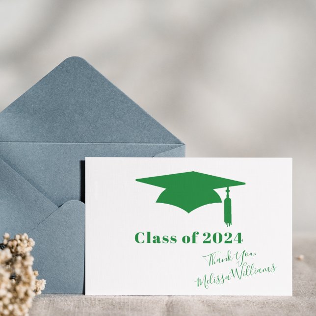 Green Graduation Cap - Graduate Thank You Postcard (Creator Uploaded)