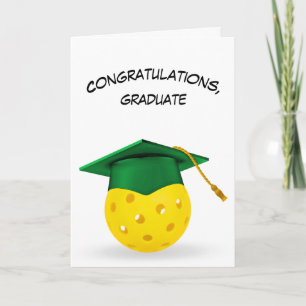 Green Graduation Cap On a Pickleball Card
