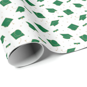 Green Graduation Cap Toss Wrapping Paper