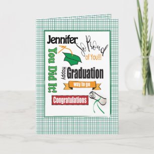 Green Graduation Card to Personalise