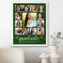 Green Graduation K–12 Photo Collage Modern Script