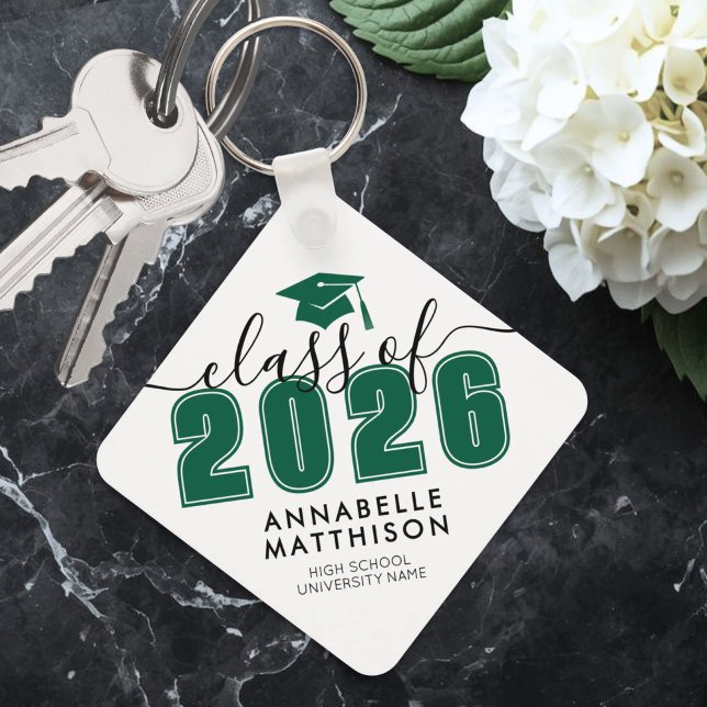 Green Graduation Key Ring (Graduate Green Graduation keychain)