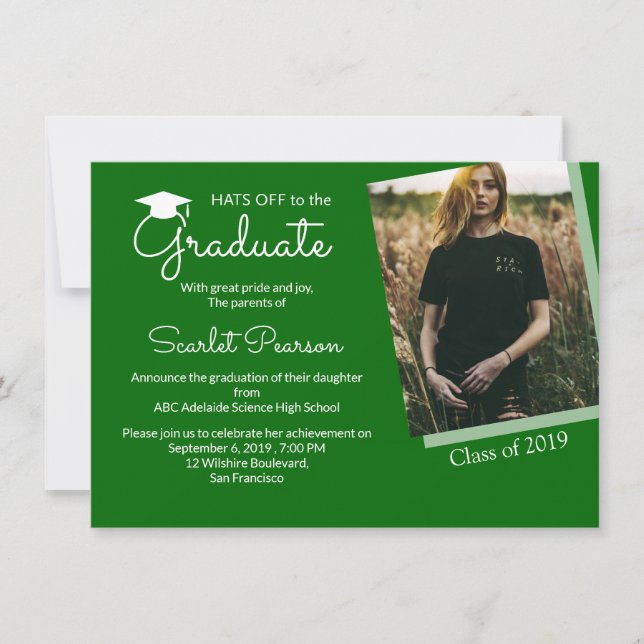 Green Graduation Party Celebration Class of Invitation (Front)