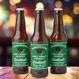 Green Graduation Party Customised Graduate Beer Bottle Label