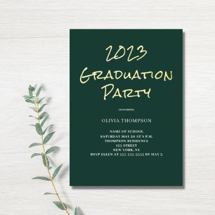 Green Graduation Party Foil Invitation