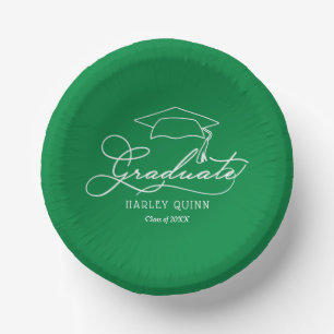 Green Graduation Party Paper Plate